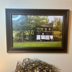 Vintage Custom Framed signed Folk Art Photograph Print Amish Country Farmhouse
